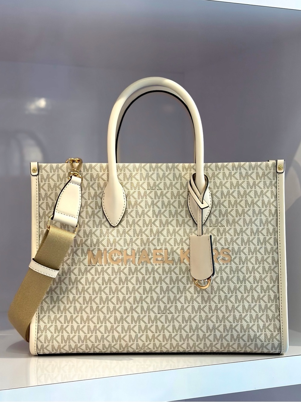 Michael Kors Mirella Medium Signature Logo Tote Shoulder Bag Crossbody